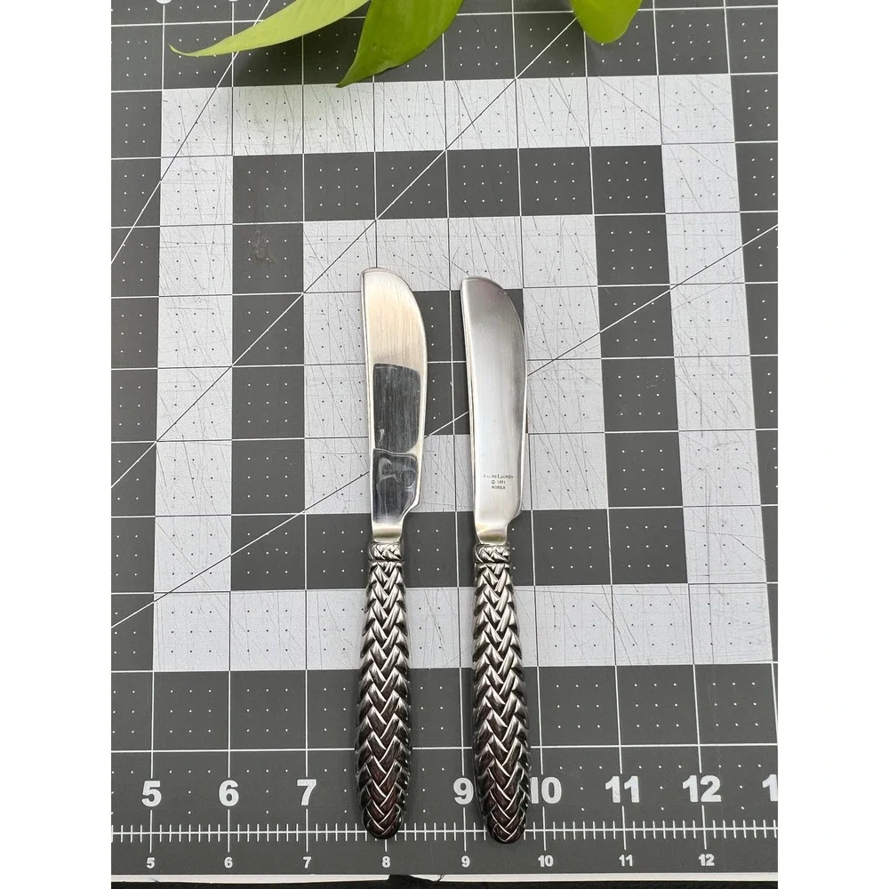 Ralph Lauren Equestrian Braid Master Butter Knife Silverplate Set of 2 1991